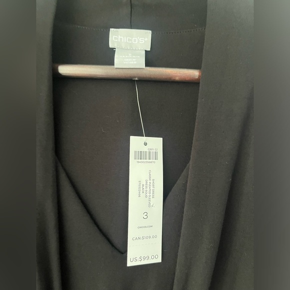 CHICO'S Soft Stretch Solid Black Pleated Dress Size 3 US 16 / 18 / XL NWT - Picture 5 of 9